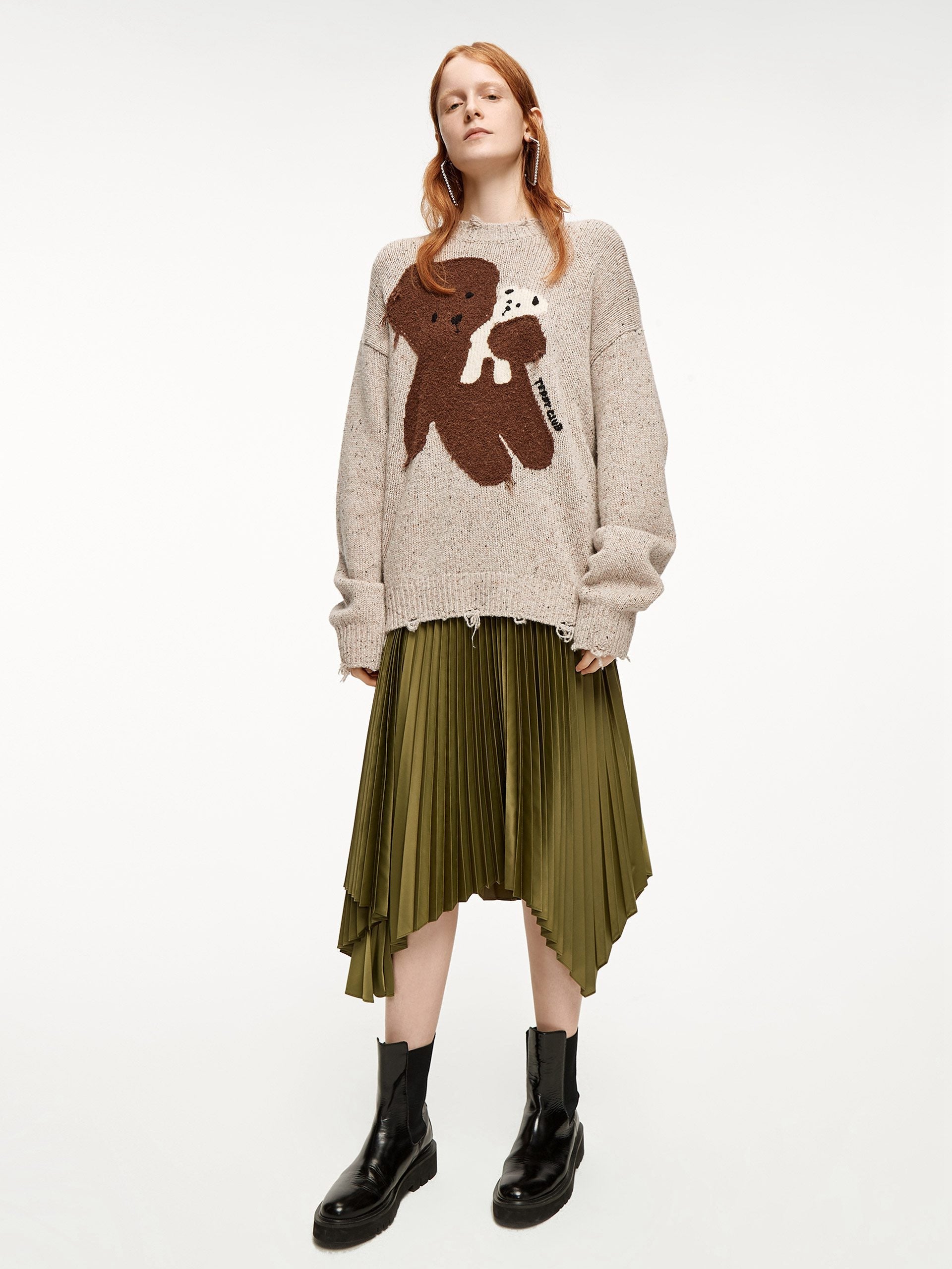 MO&Co. Women's Wool-blend Cartoon Knit Pullover