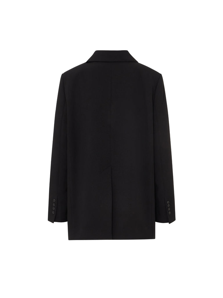 MO&Co. Women's Silk Scarf Included Lapel Structured Blazer Loose Chic Lapel Ladies Blazer Coat