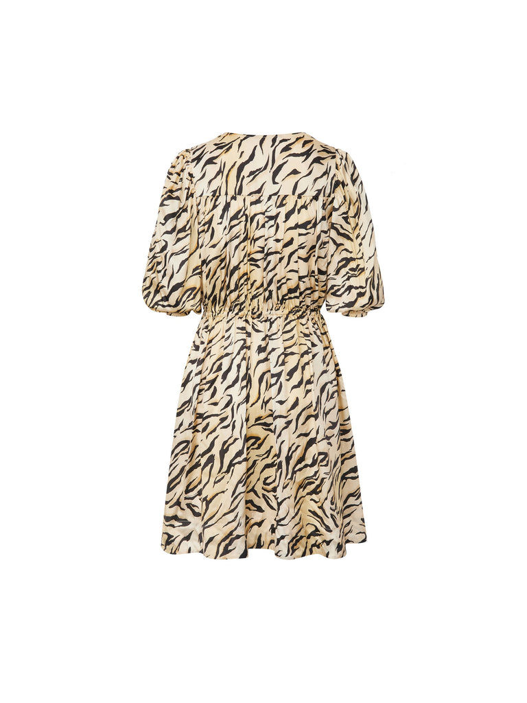 MO&Co. Women's V Neck Tiger Print Dress Summer Causal Fitted Dress For Woman