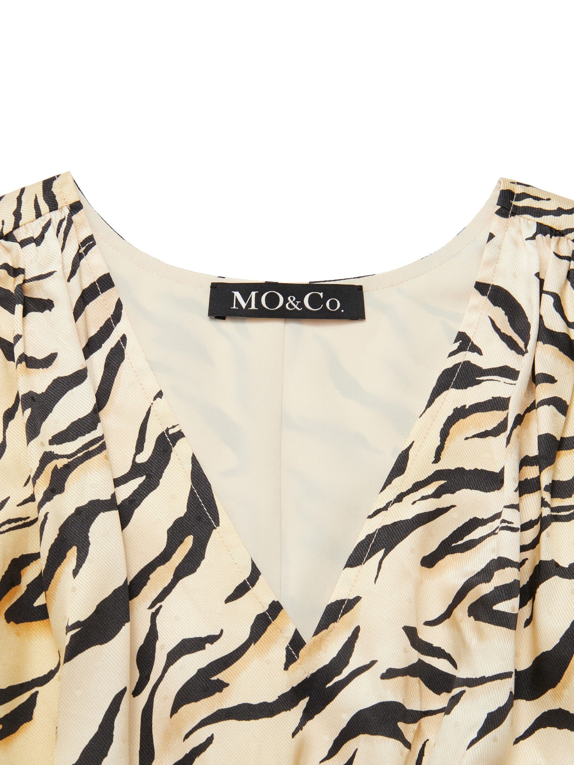 MO&Co. Women's V Neck Tiger Print Dress Summer Causal Fitted Dress For Woman