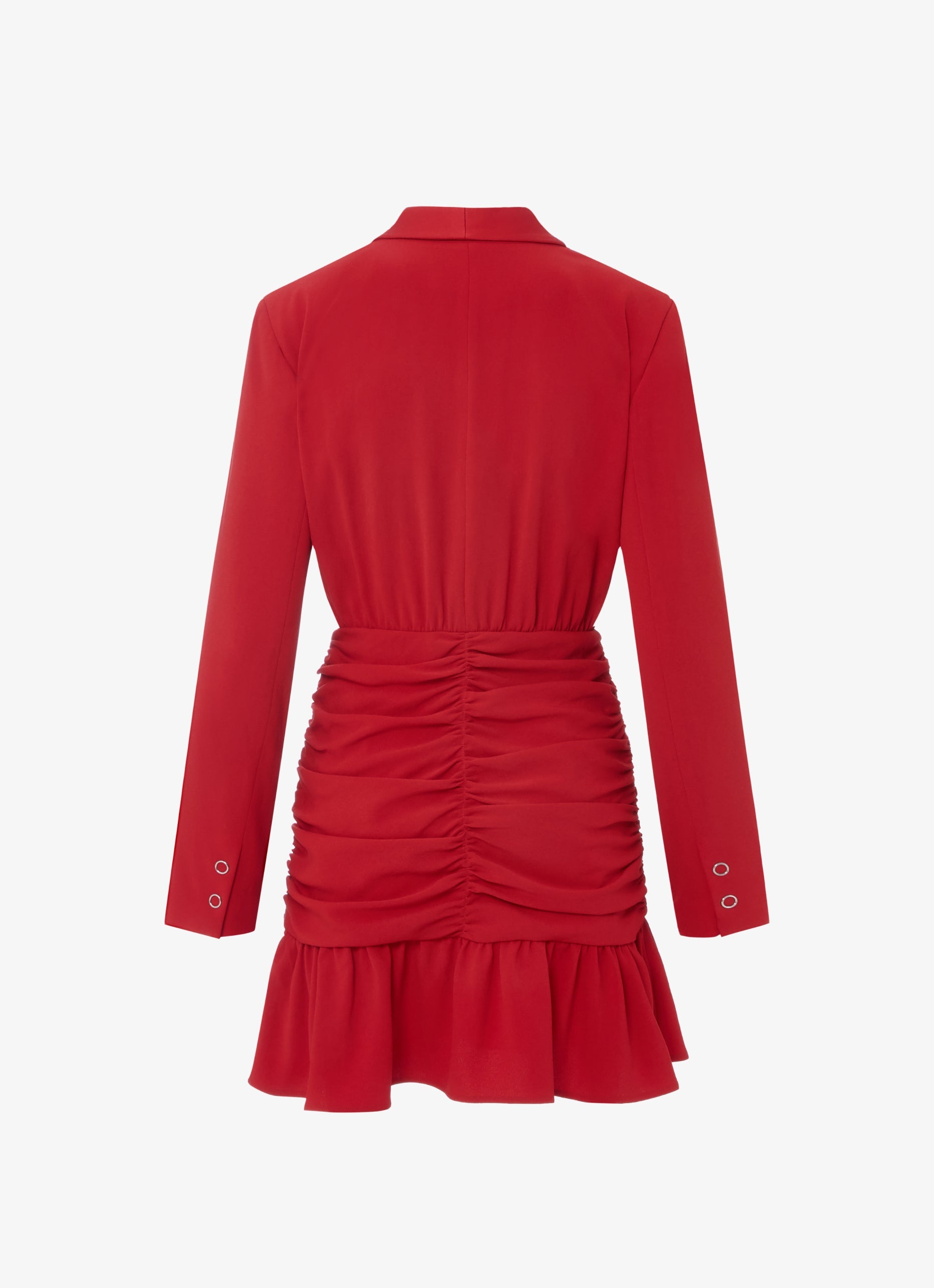 MO&Co. Women's V-neck Ruched Ruffle Dress Sexy Red Dress For Woman