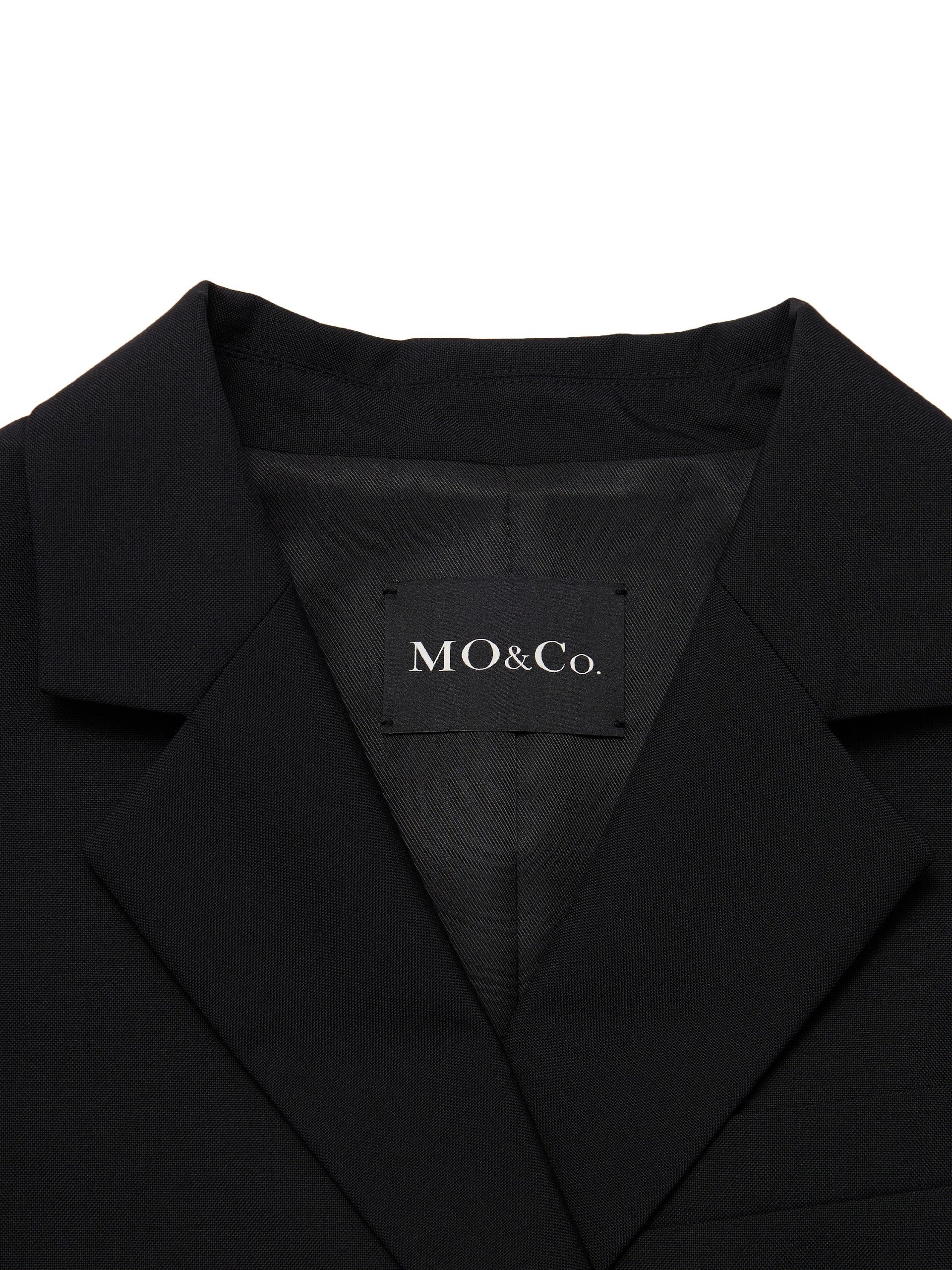 MO&Co. Women's Descontructed Crop Top Blazer Dress Fitted Chic Lapel