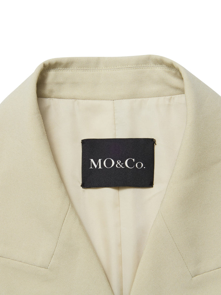 MO&Co. Women's Belted Mini Suit Dress Fitted Chic Lapel Khaki Black Beige