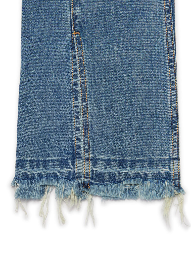 MO&Co. Women's Front Slit Frayed Denim Jeans Straight Cowboys Western Jeans For Women