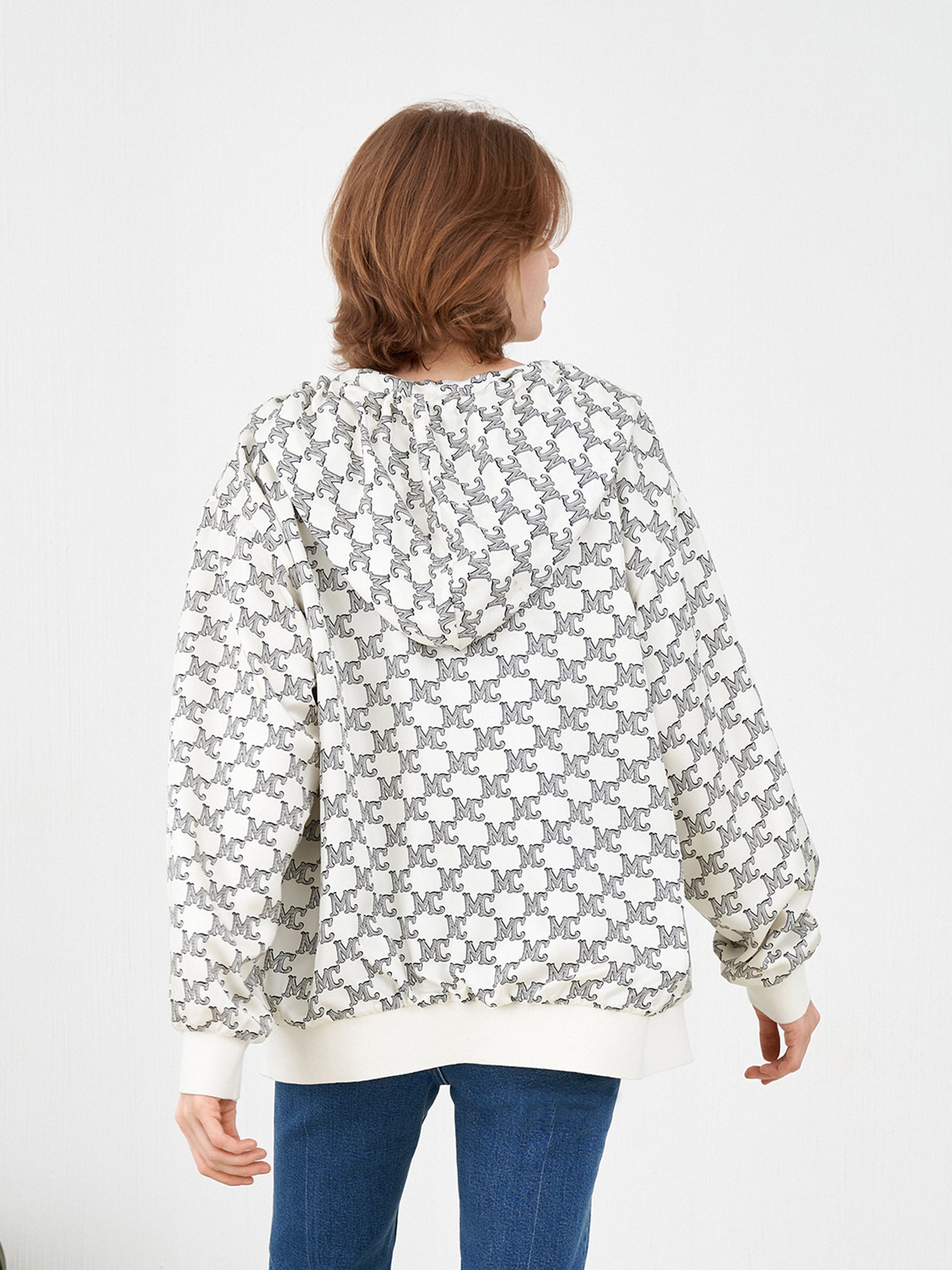 MO&Co. Women's Monogram Print Hooded Jacket Loose Casual Summer Jacket Women