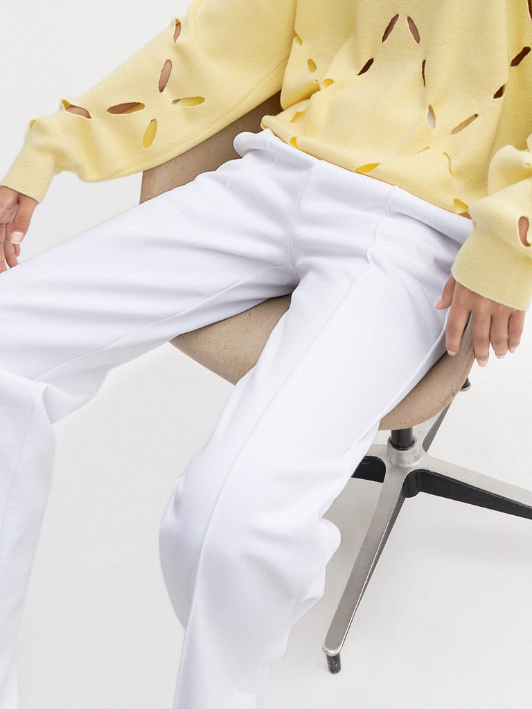 MO&Co. Women's Logo Slit Straight Cotton Sweatpants Loose Causal Trouser Pants For Ladies