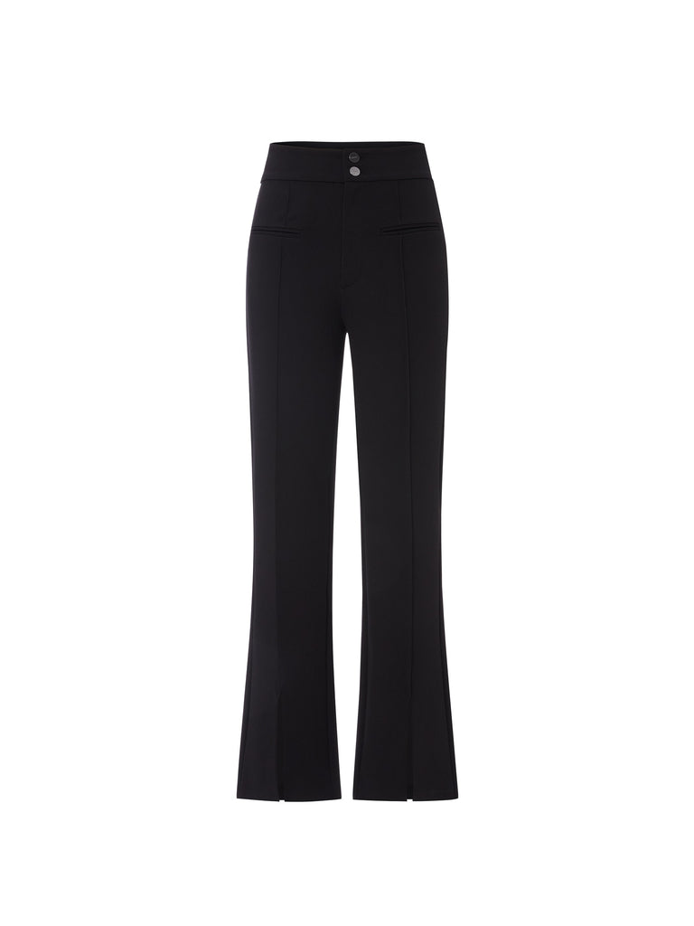 MO&Co. Women's Front Slits Straight Cut Fitted Chic Black Stylish Pants For Women