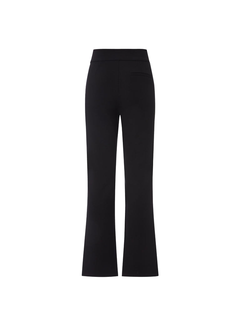 MO&Co. Women's Front Slits Straight Cut Fitted Chic Black Stylish Pants For Women