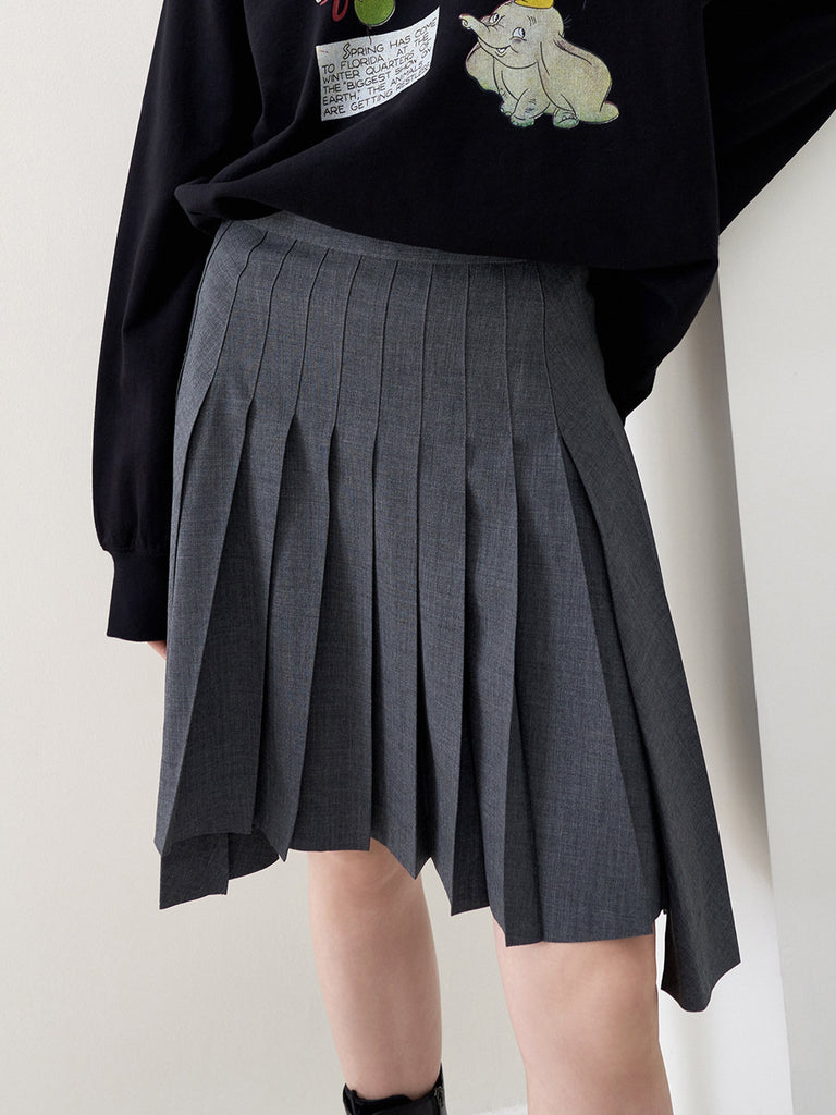 MO&Co. Women's Side Slit Irregular Hem Pleated Skirt Cool Loose