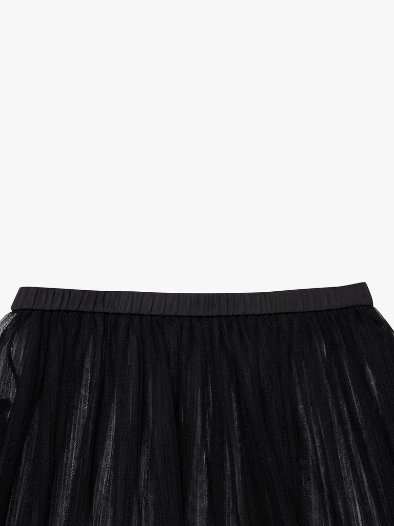 MO&Co. Women's Asymmertric Ruffle Tulle Midi Skirt Loose Chic Skirts For Women