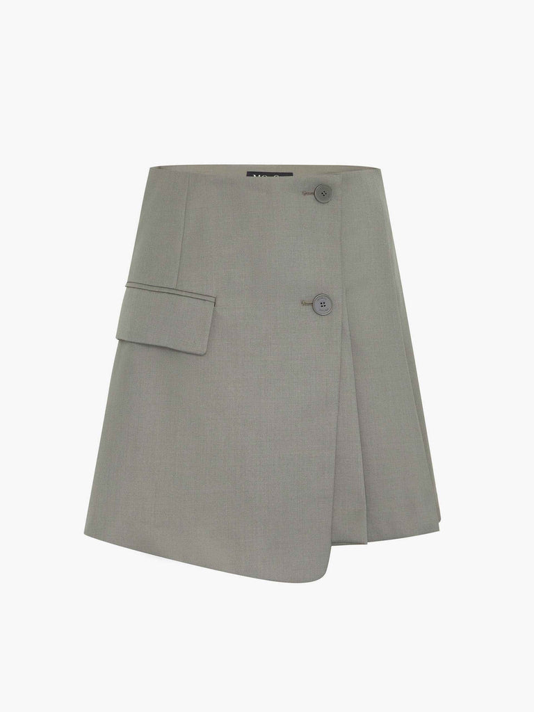 MO&Co. Women's Wool-blend Layered Pleated Suit Mini Skirt Loose Chic for Lady MOCO
