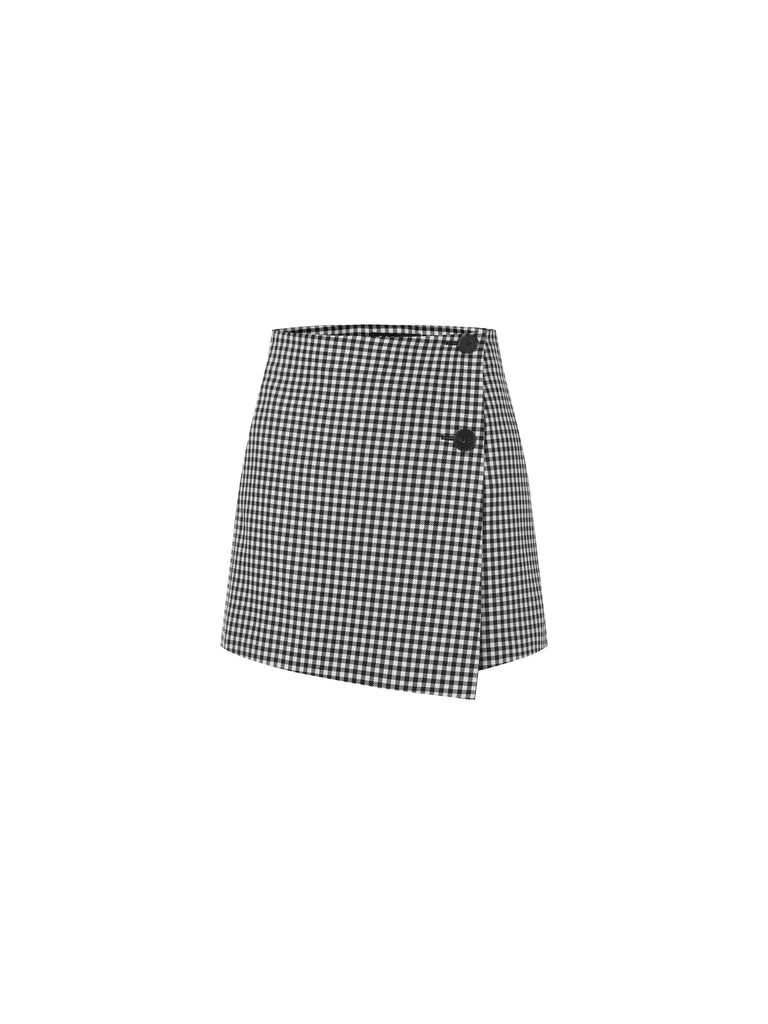 MO&Co. Women's Wool Blend Plaid Shorts Straight Chic Summer Shorts For Women