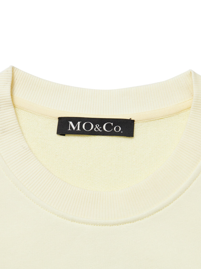 MO&Co. Women's Jacquard Pattern Cotton Sweatshirt Loose Casual Round Neck Pullover
