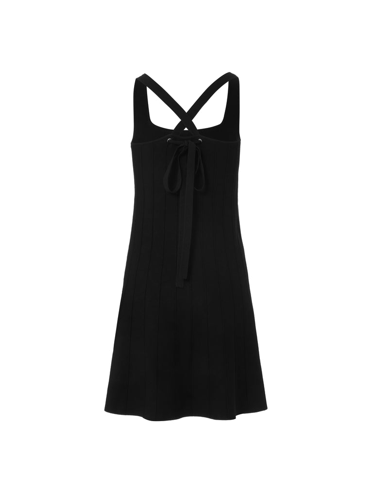 MO&Co. Women's Adjustable Black Cami Dress Loose Casual Square Neck