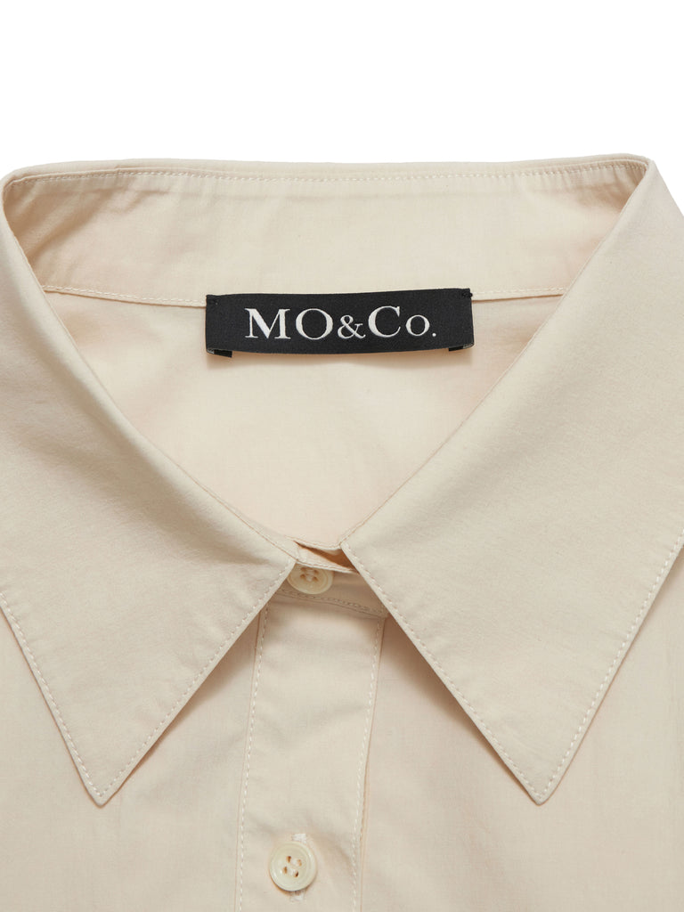 MO&Co. Women's Cotton Belted Shirt Dress Loose Casual Lapel Classic Chic