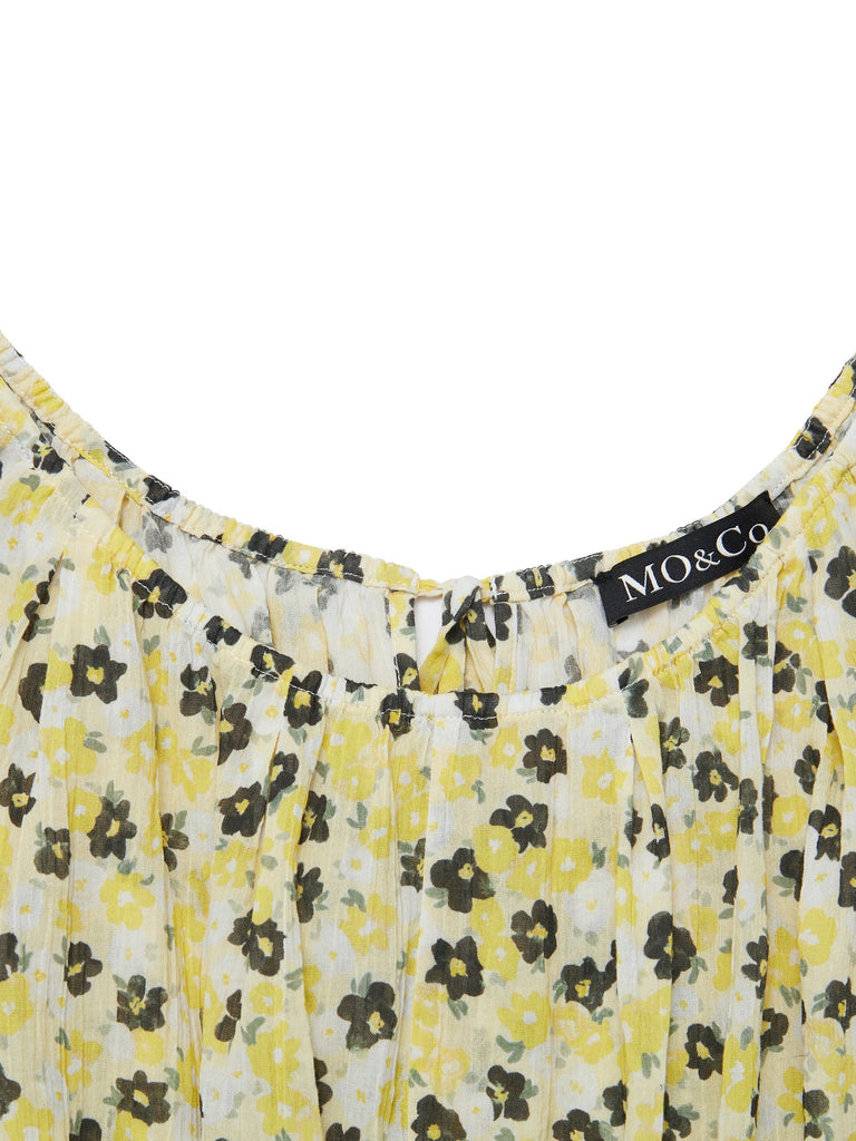 MO&Co. Women's Floral-Print Slit Dress Loose Casual Square Neck Summer