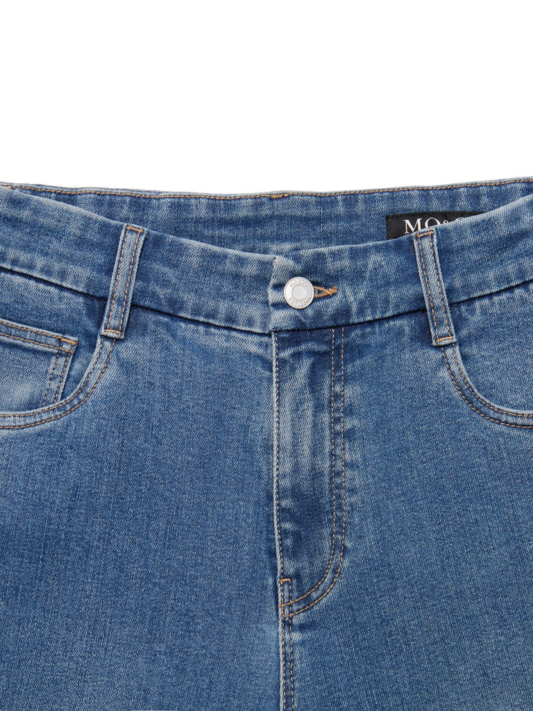 MO&Co.Women Drawstring Straight Casual Jeans Straight Classic Blue