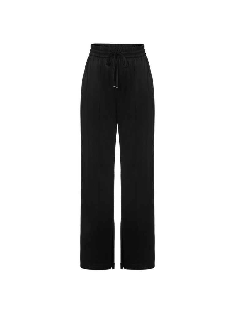 MO&Co. Women's Drawstring Straight Casual Jeans Loose Chic Black Trousers