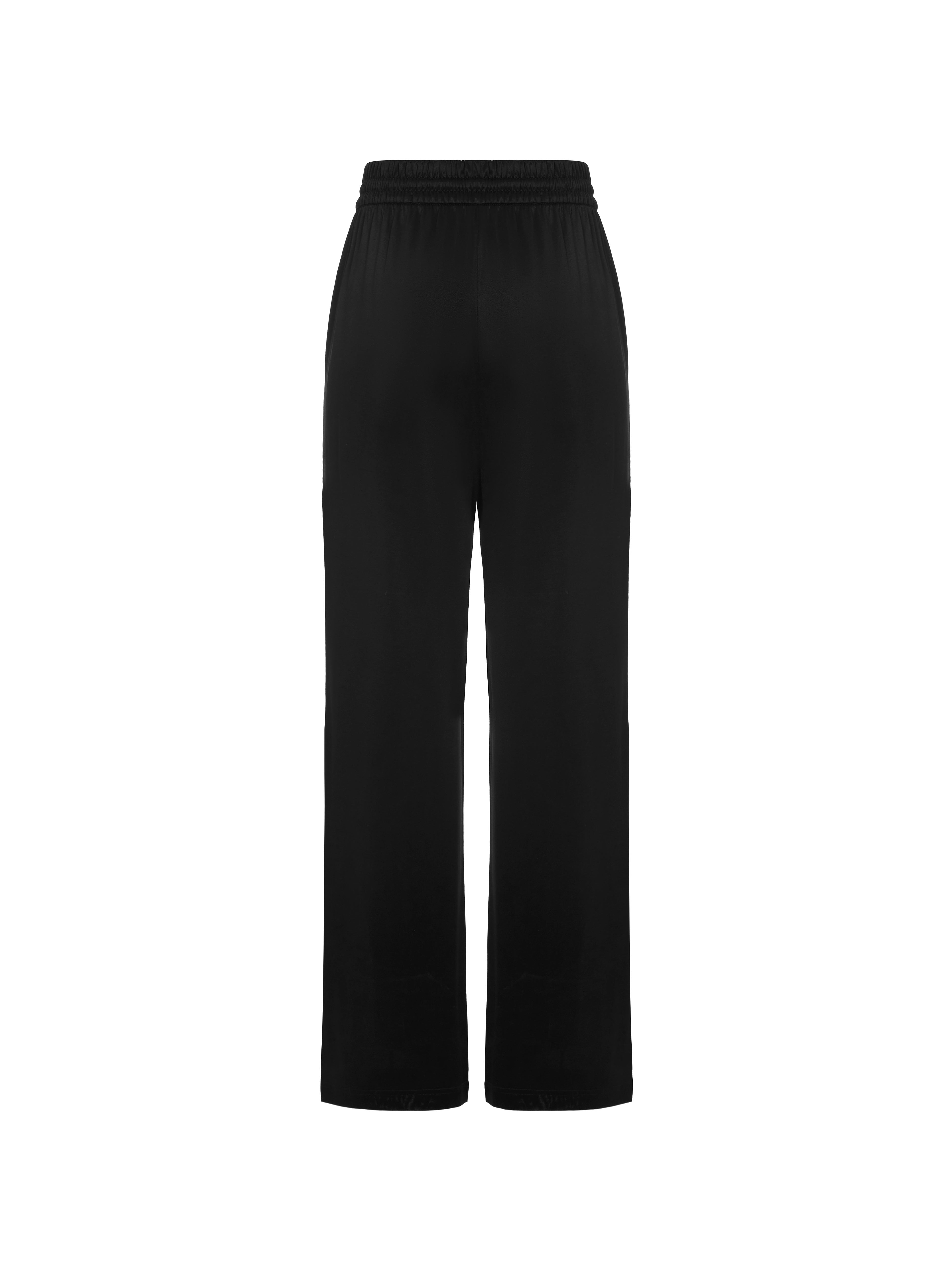 MO&Co. Women's Drawstring Straight Casual Jeans Loose Chic Black Trousers