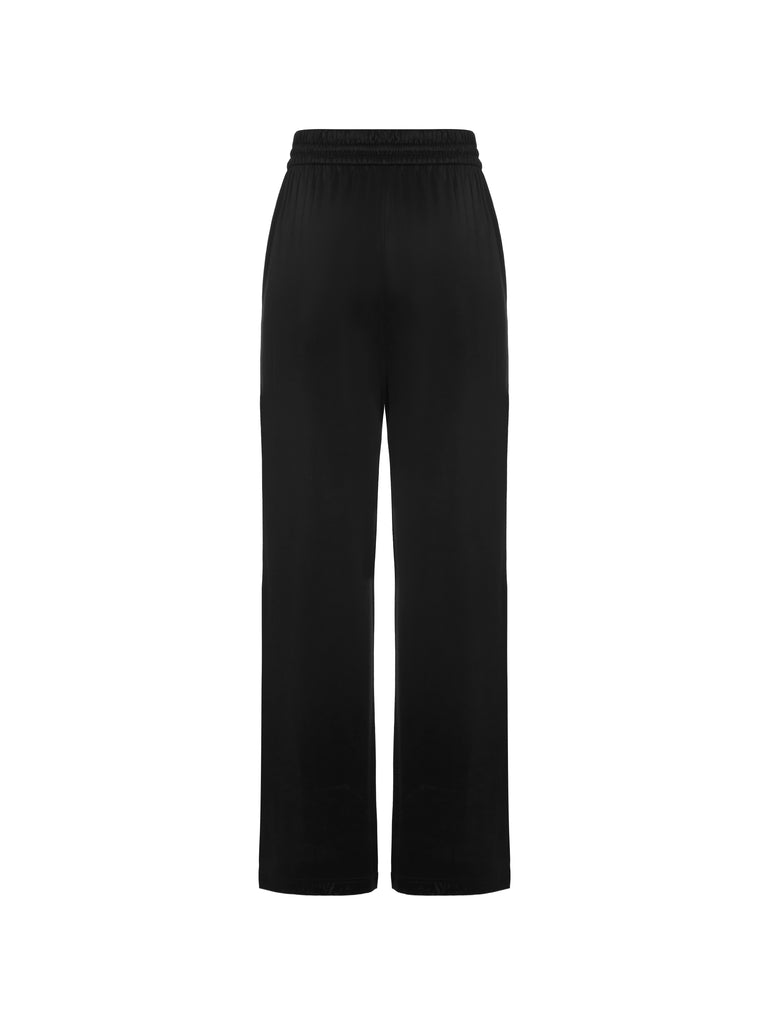 MO&Co. Women's Drawstring Straight Casual Jeans Loose Chic Black Trousers