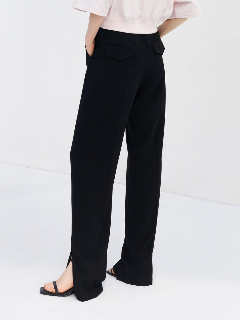 MO&Co. Women's Long Slit Casual Loose Casual Trouser Pants For Ladies