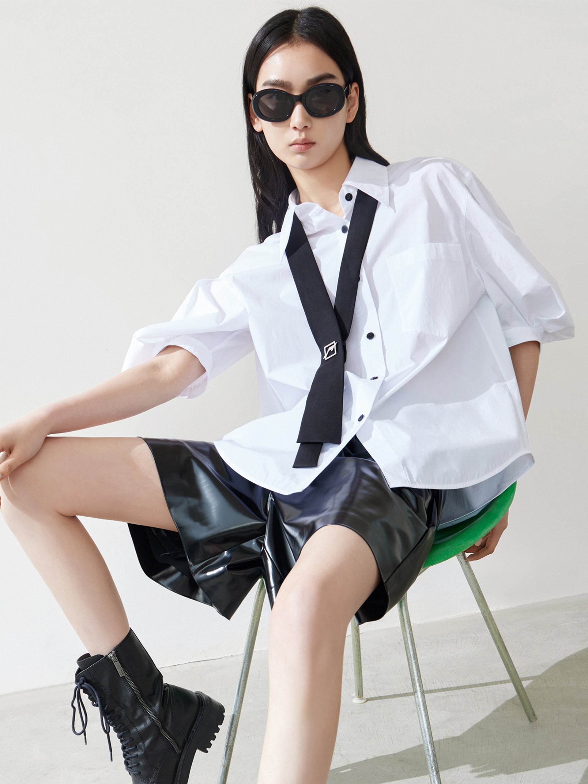 Tie Included Puff Sleeve Shirt MBB2SHT011