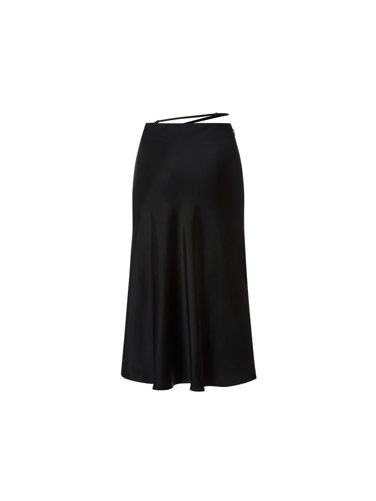 MO&Co.Women Triacetate Midi Skirt Loose Casual Green And Black