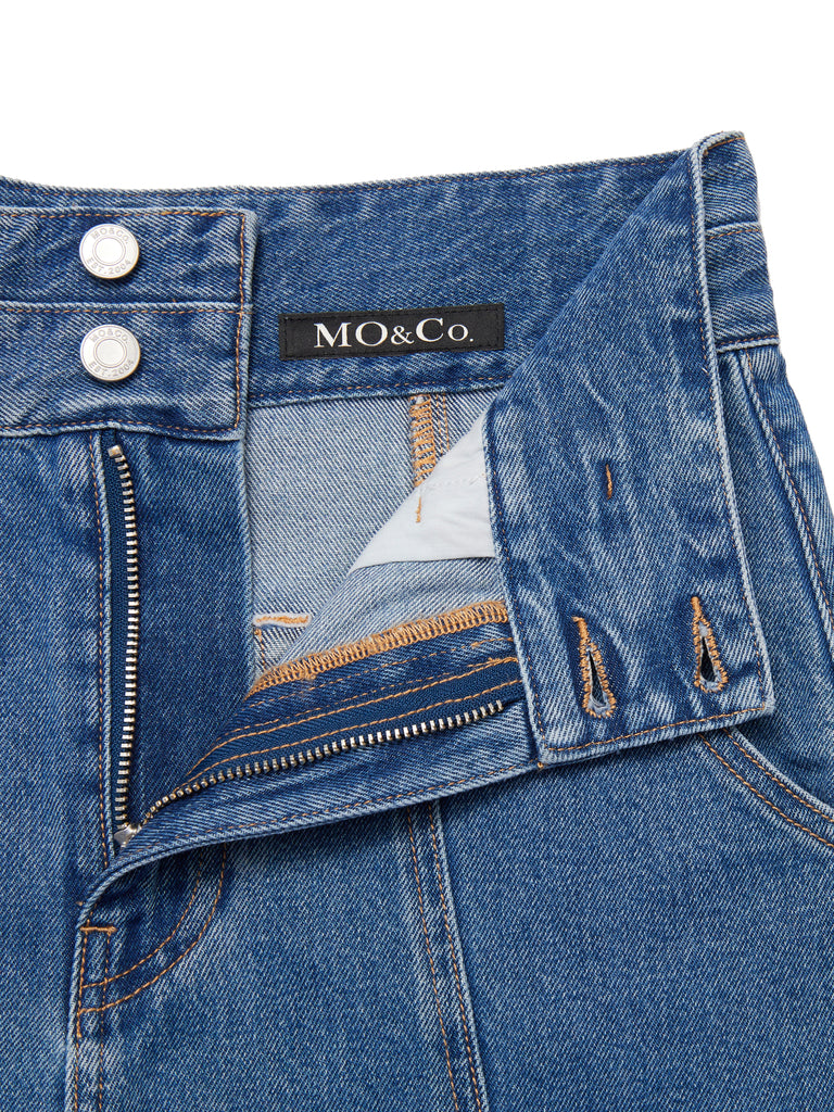 MO&Co. Women's Cotton Vintage Denim Shorts Loose Cowboys