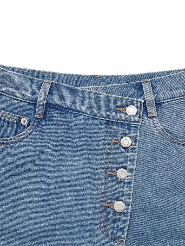 MO&Co.Women Cotton Irregular Denim Shorts Fitted Classic Summer Shorts For Women