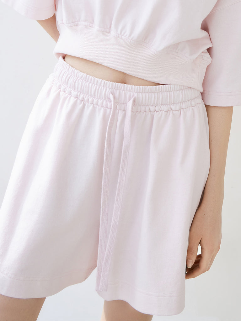 MO&Co. Women's Cotton Elastic Drawstring Shorts Loose Casual White Summer