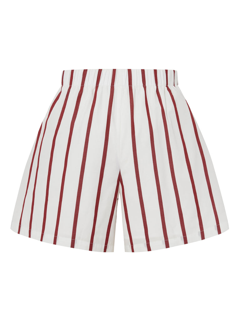 MO&Co. Women's Cotton Striped Casual Shorts Loose Casual Streetwear Summer