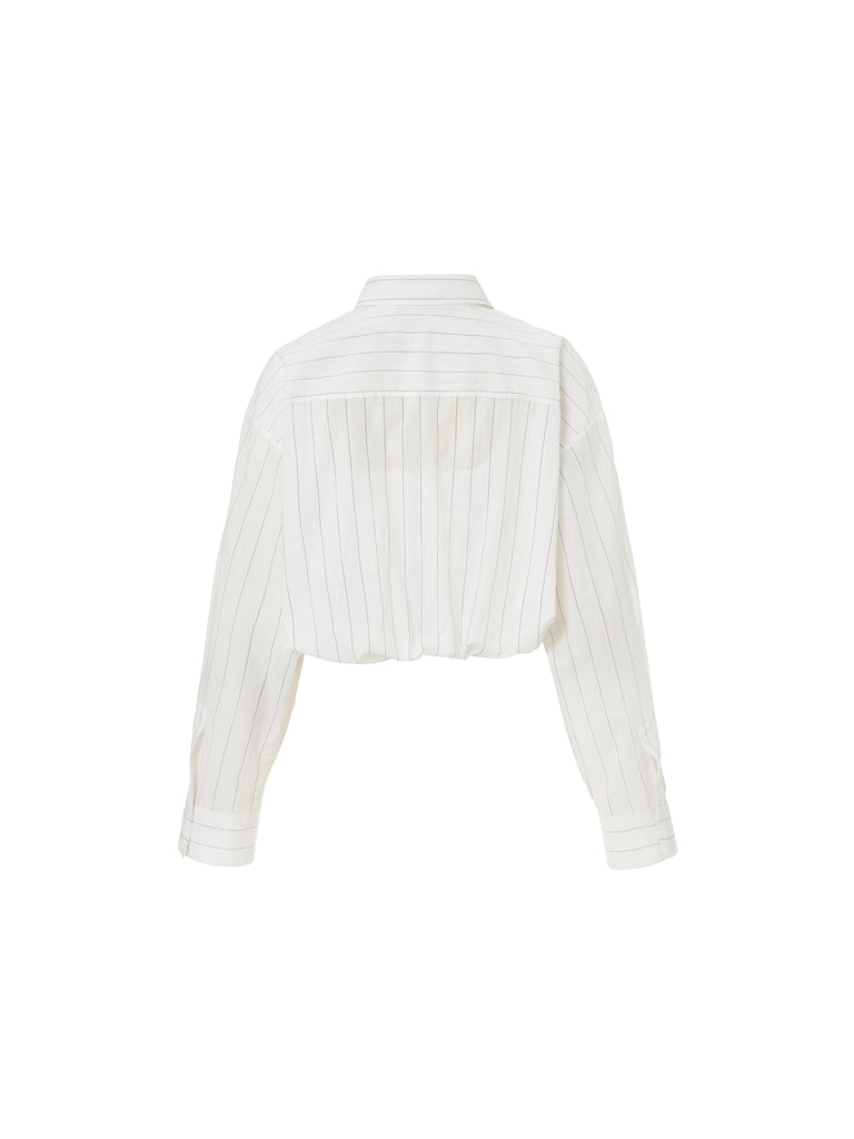 MO&Co. Women's Cotton Striped Shirt Loose Casual Lapel Pullover