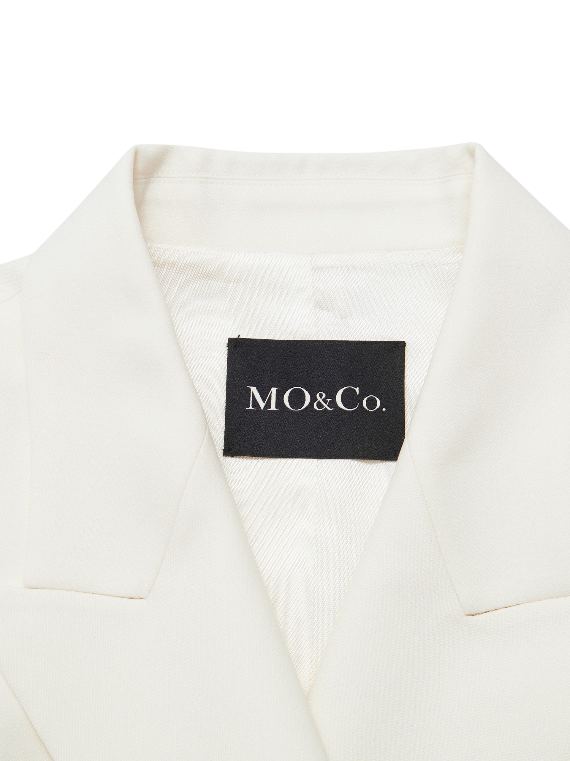 MO&Co. Women's Double Breasted Cropped Blazer Fitted Casual white blazer