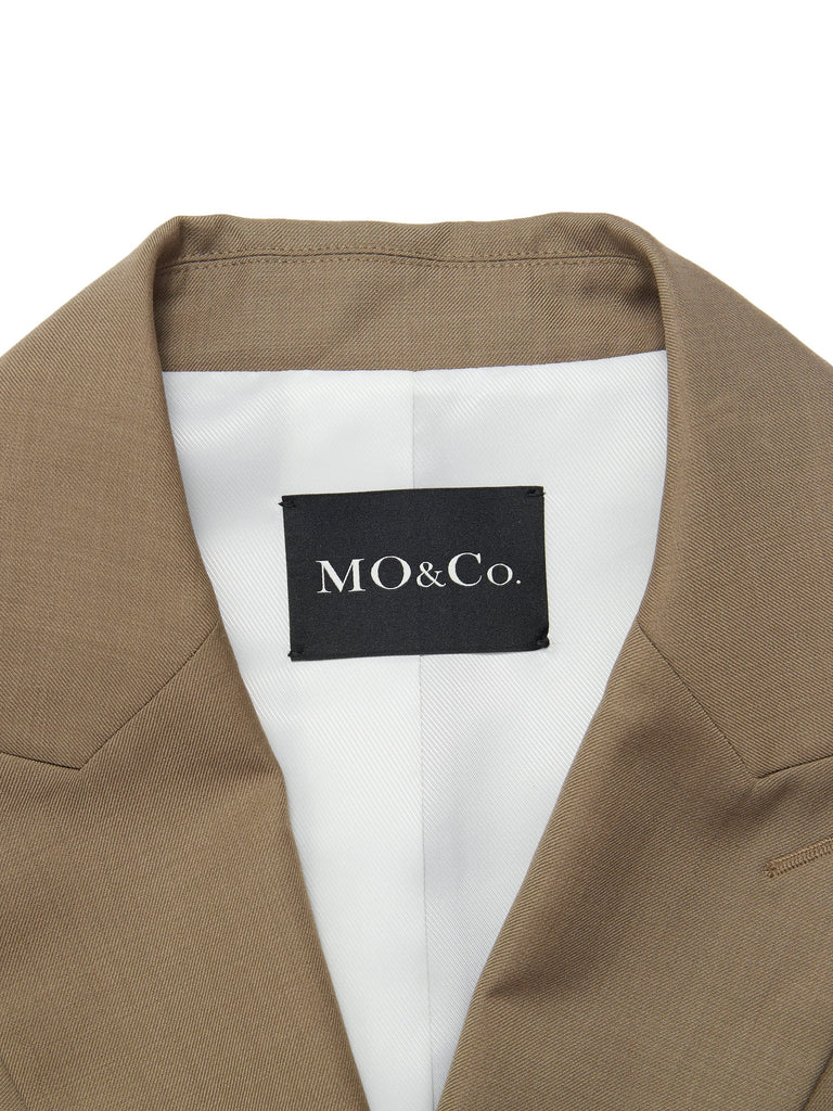 MO&Co. Women's Two Piece Cropped Blazer Fitted Cool V Neck Brown Cropped Blazer