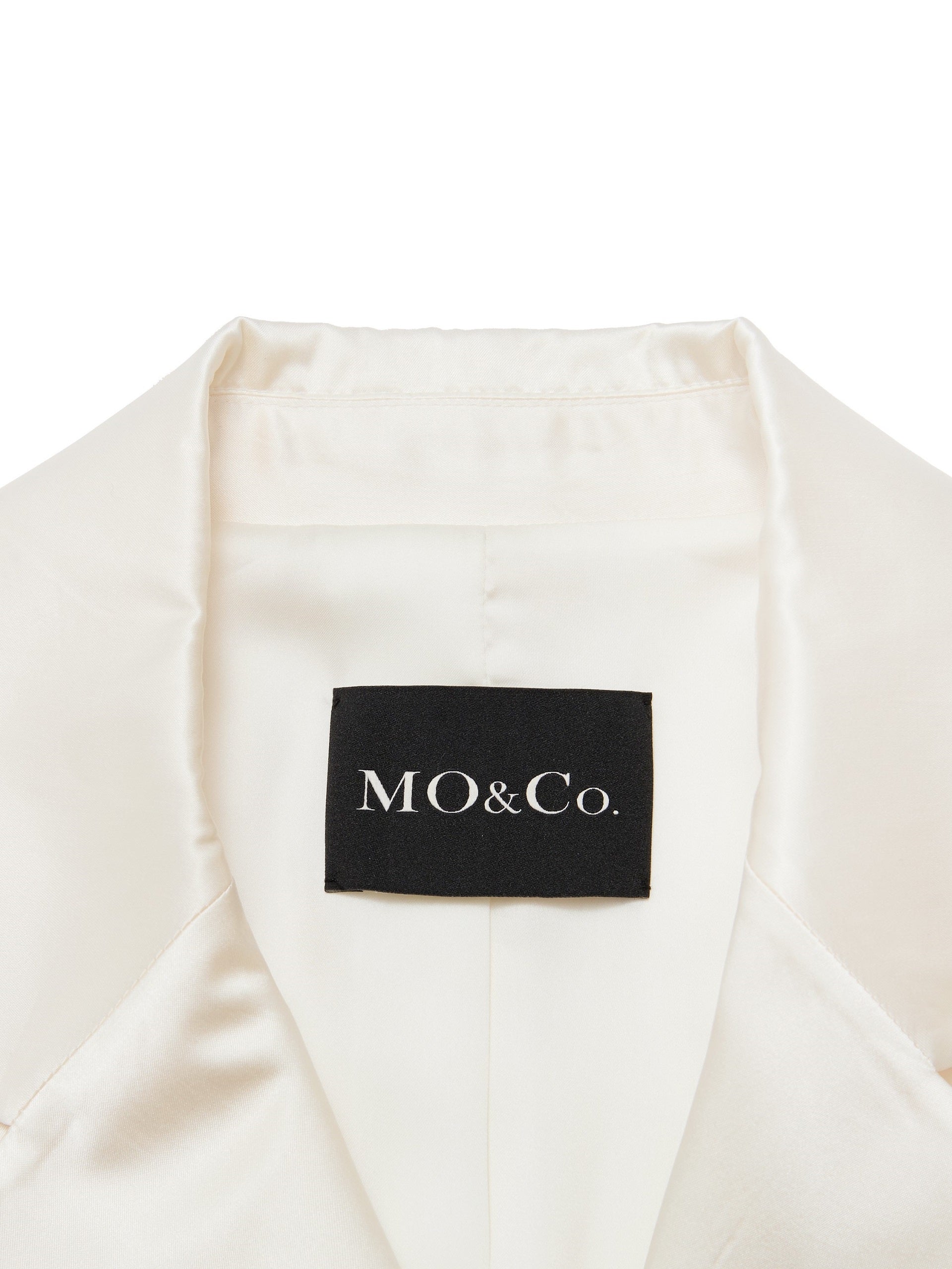 MO&Co. Women Deconstructed Acetate Blazer Straight Classic V Neck Black Crop Blazer