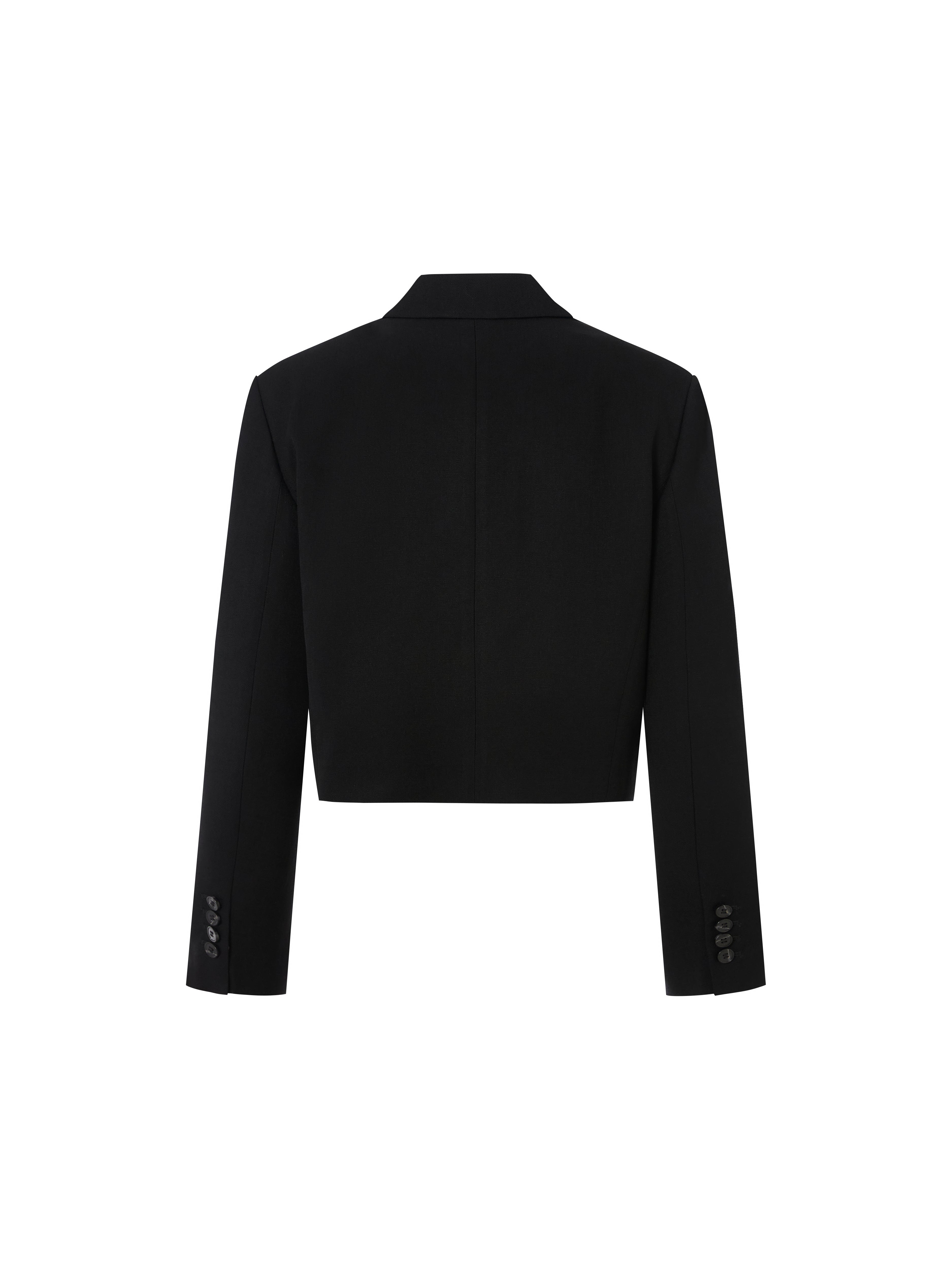 MO&Co. Women Lapel Structured Crop Blazer Straight Classic Blazer Coat Women