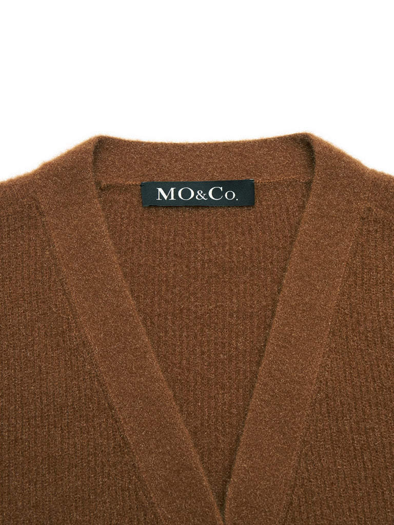 MO&Co. Women's V-neck Knit Cardigan Fitted Casual Ladies Sweater