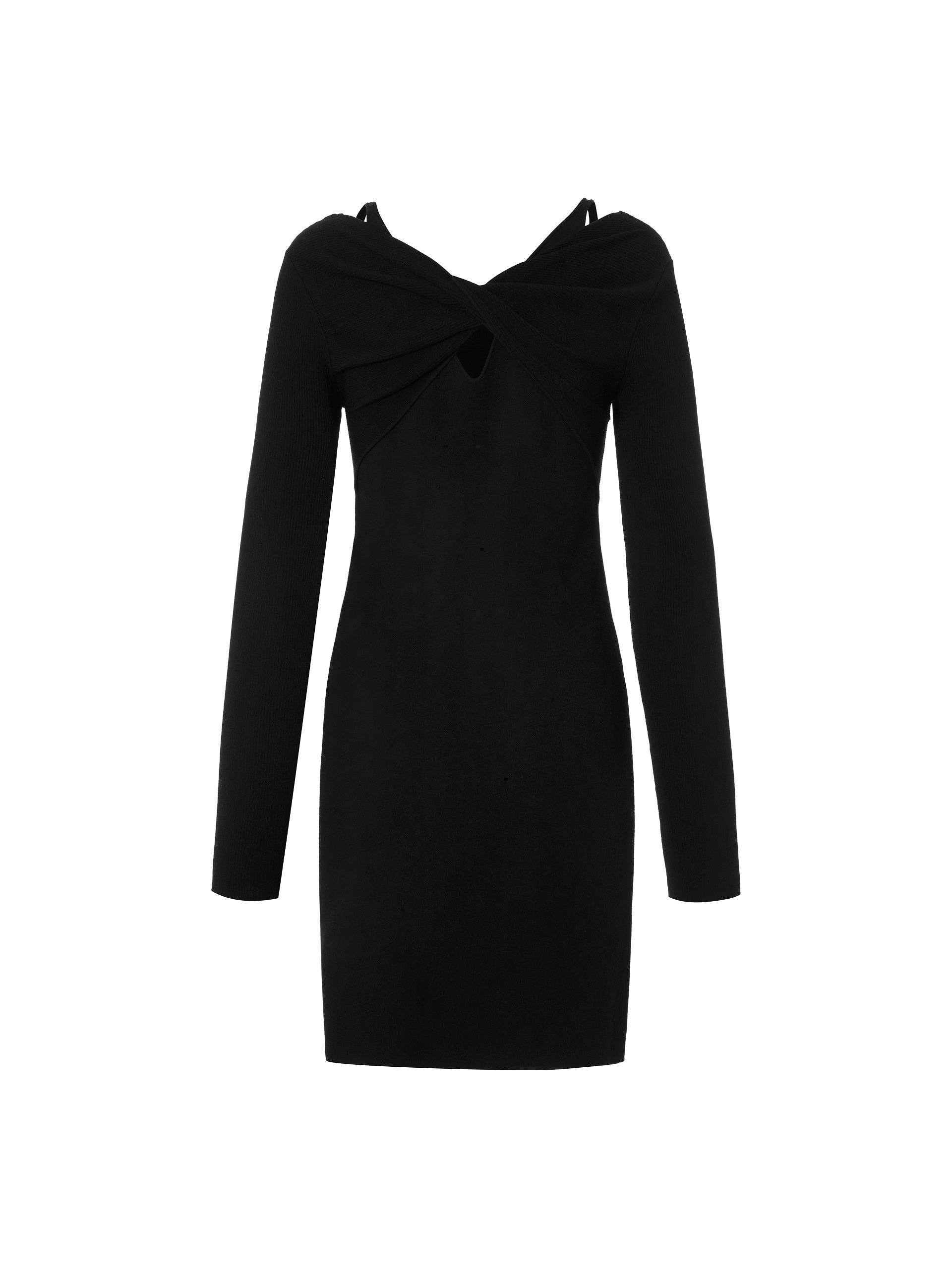 MO&Co. Women's Deconstructed Slim Fit Dress Fitted Cool Black Dress