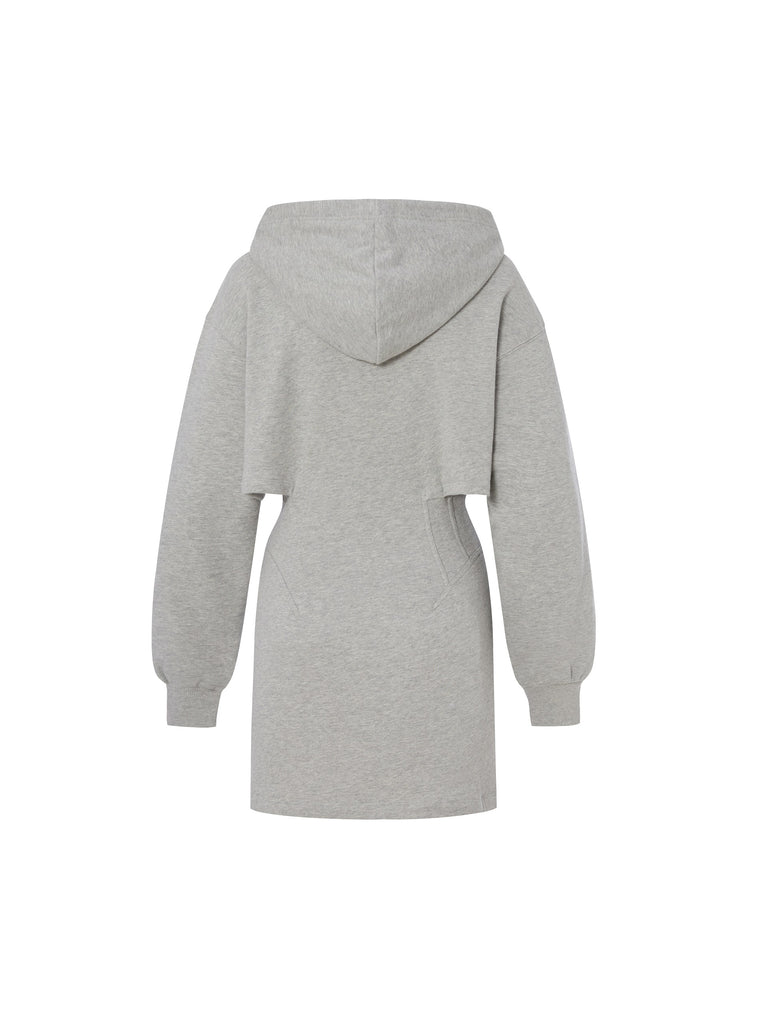 MO&Co. Women's Cutout Hooded Sweatshirt Dress Loose Casual Dress Long Summer