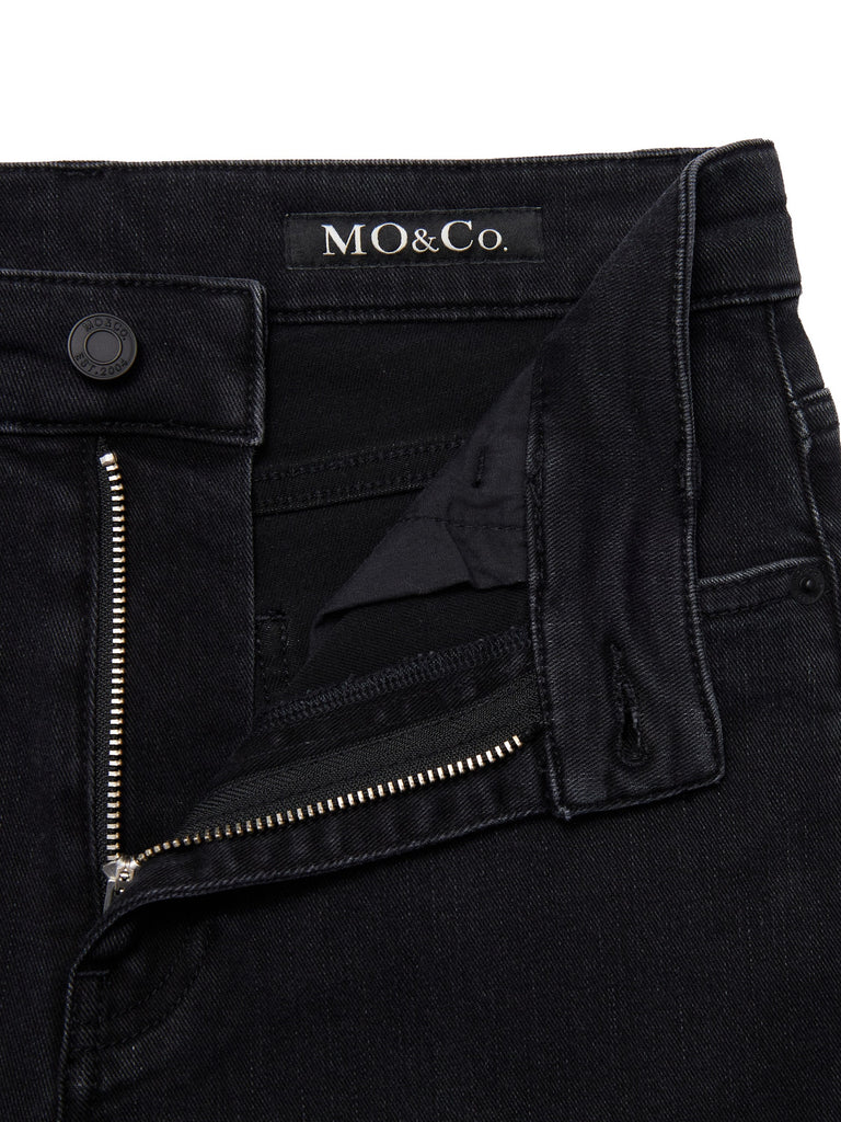 MO&Co. Women's High Waist Slit Flare Jeans Fitted Cool Stylish Jeans For Women