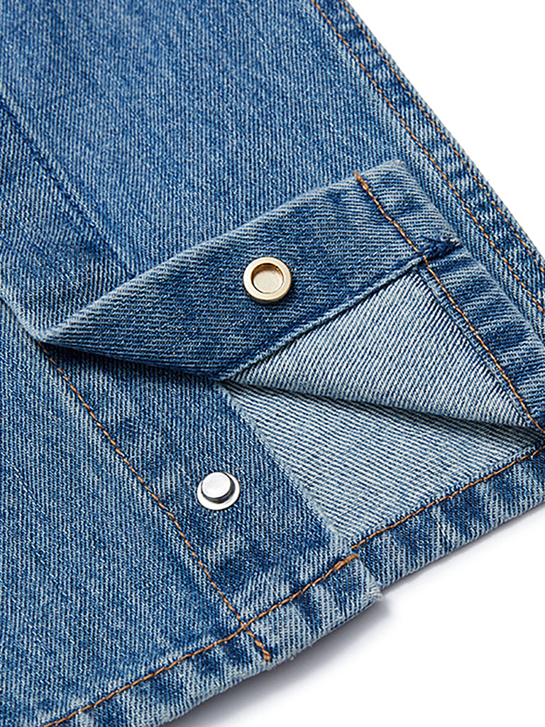MO&Co. Women's Front Slit Flared Denim Jeans Loose Cowboys  Trending Jeans For Women