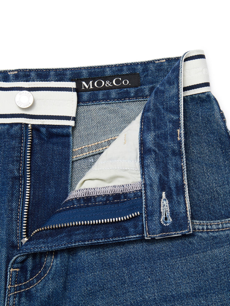 MO&Co. Women's High Waist Straight Cotton Jeans Loose Cowboys  Summer Jeans