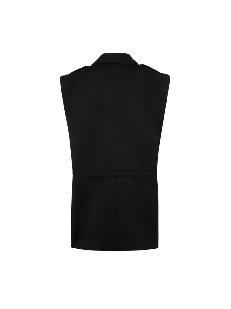 MO&Co.Women's Fitted Sleeveless Waistcoat Fitted Chic Lapel  Topcoat