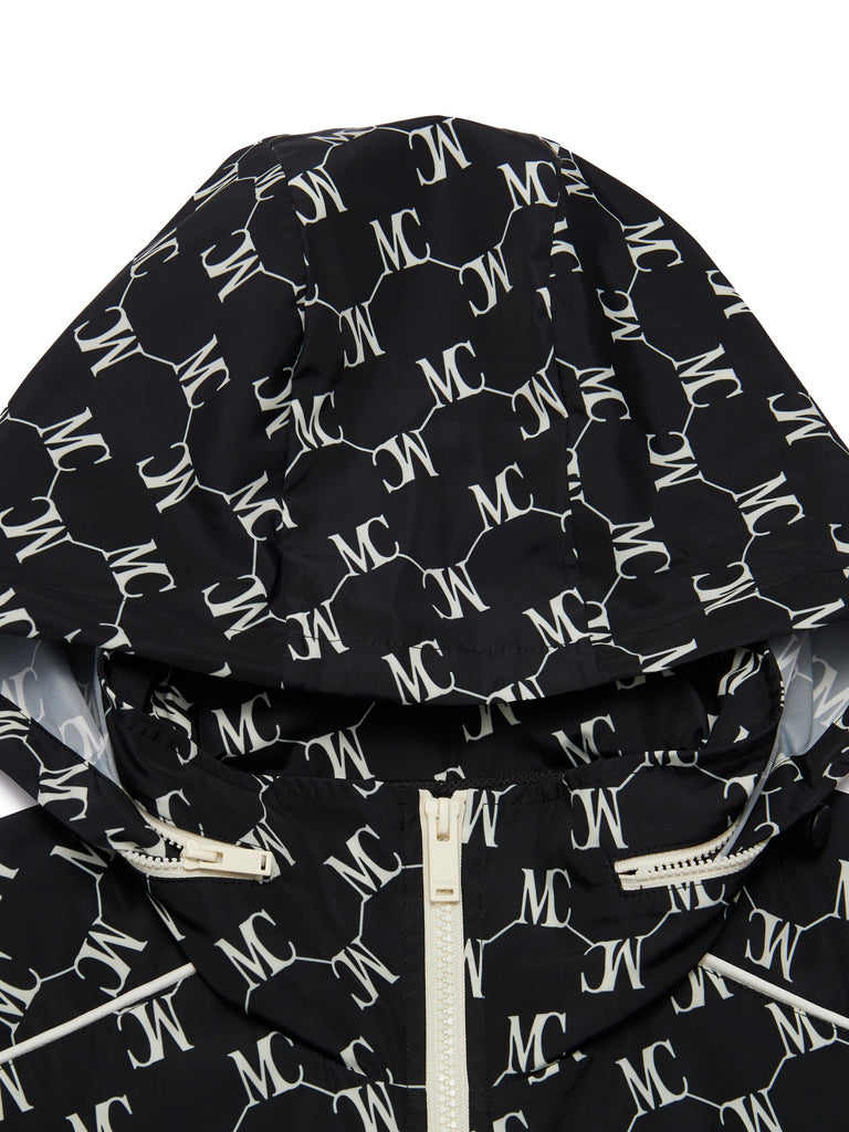 MO&Co. Women Monogram Print Hooded Trench Coat Loose Casual Round Neck
