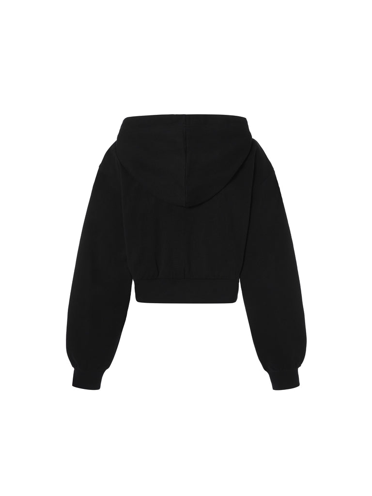 MO&Co. Women's Hooded Cropped Jacket Loose Casual   Sports Jacket Women
