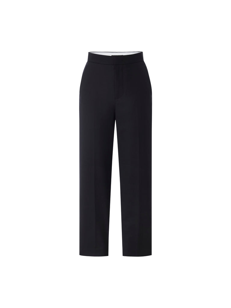 MO&Co. Women's Wool Blend Straight Pants Fitted Classic  Black Trending Pants For Women