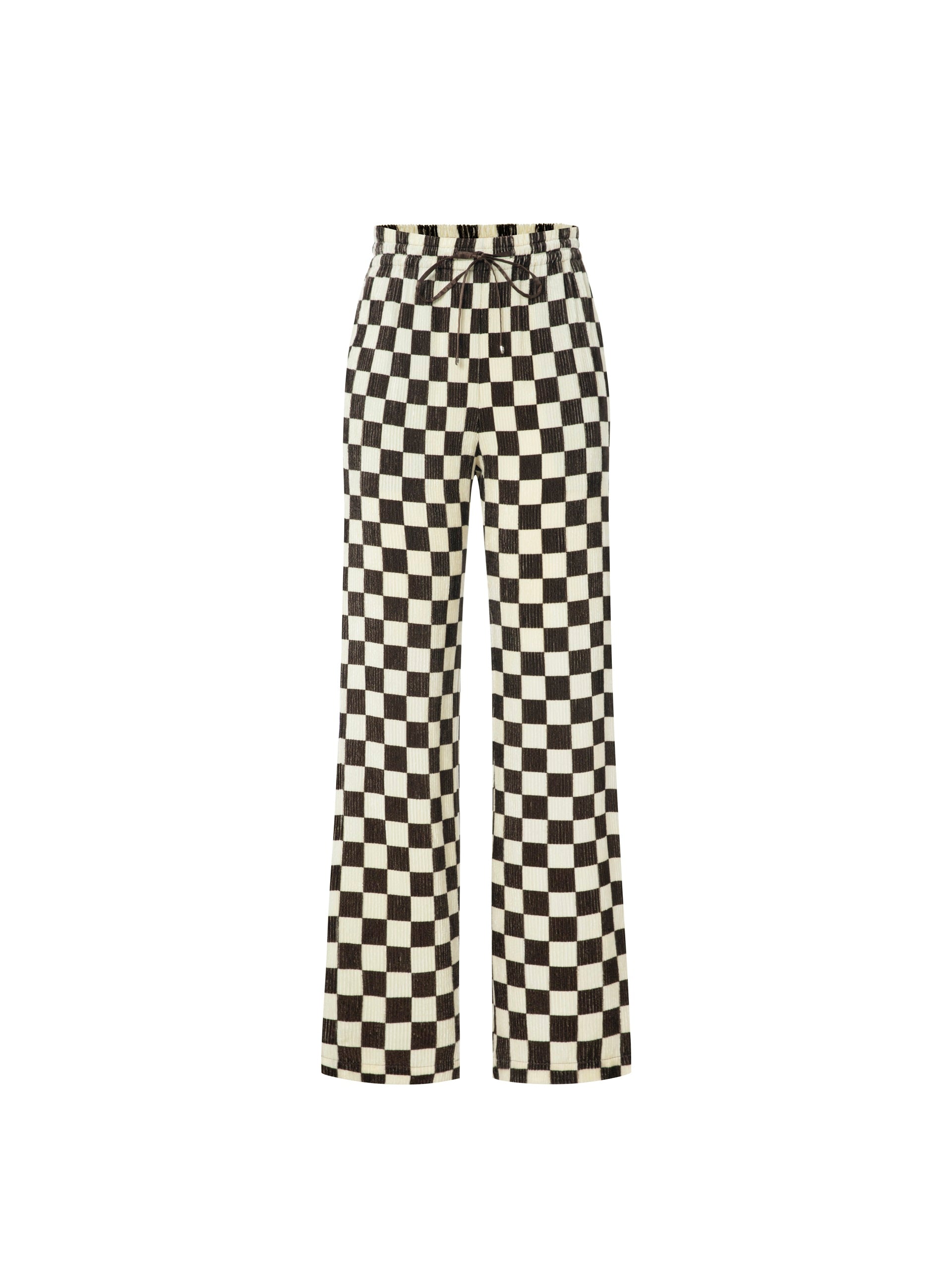 MO&Co. Women's Checkerboard Straight Casual Pants Fitted Chic Stylish Pant