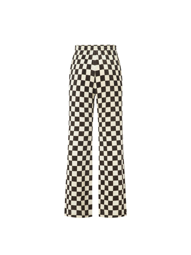 MO&Co. Women's Checkerboard Straight Casual Pants Fitted Chic Stylish Pant