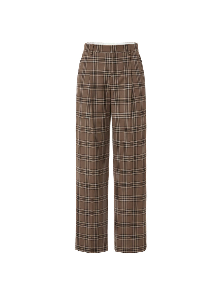 MO&Co. Women's Checkered Straight Pants Loose Chic Stylish Jeans For Women