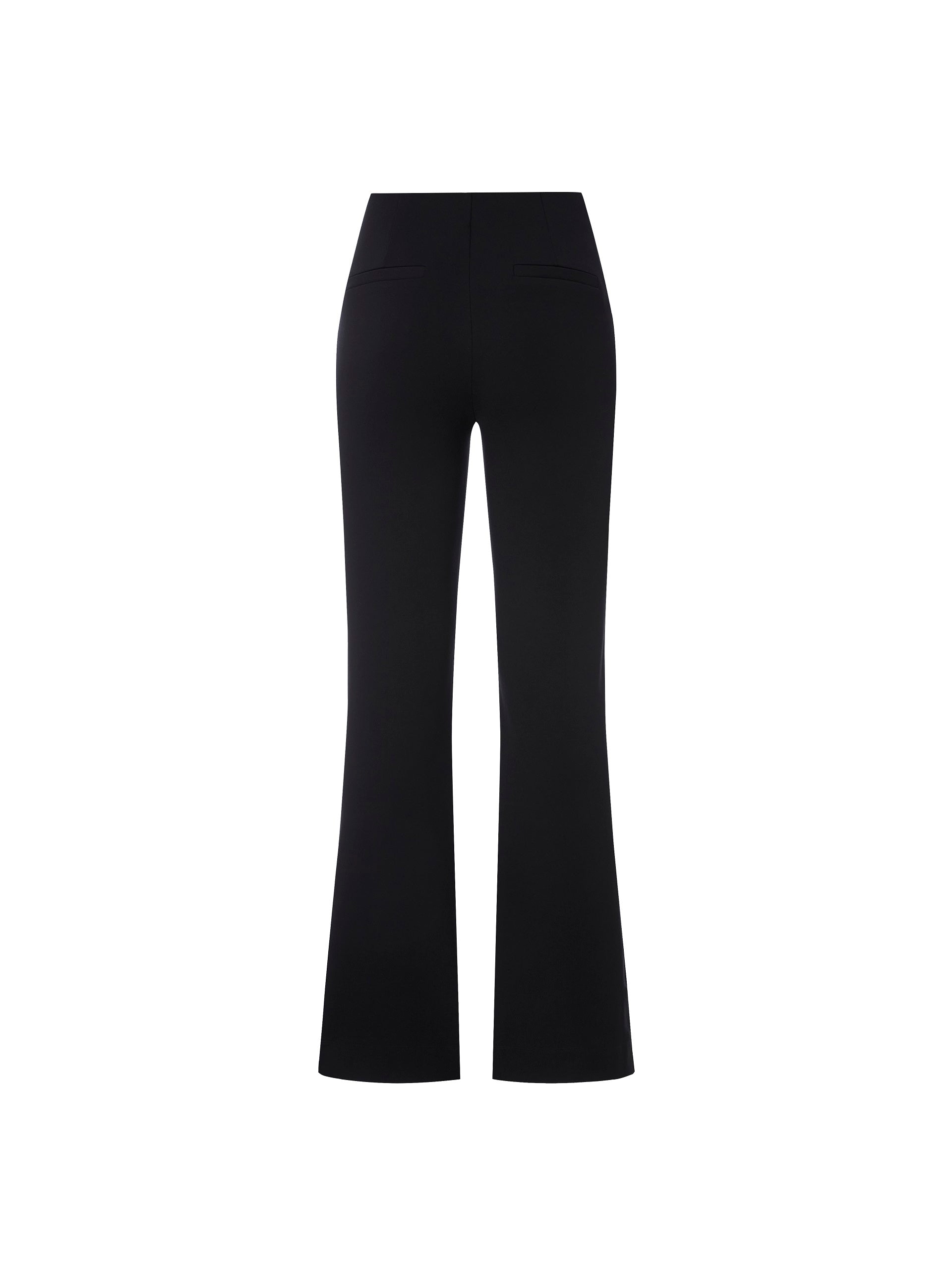 MO&Co. Women's Side Slits Detail Flared Pants Fitted Casual Stylish Black Pants